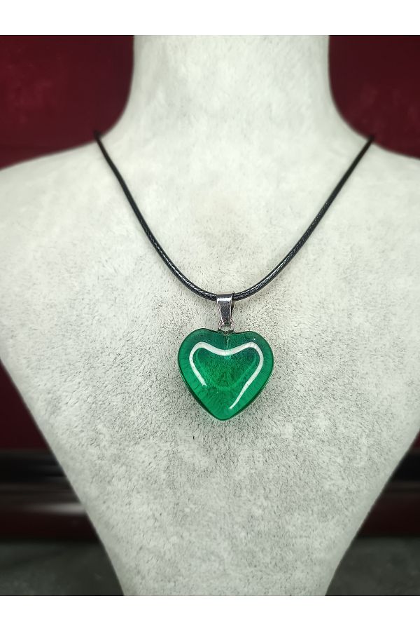 Mos Tespih-Leather Drawstring Green Agate Stone Natural Stone Necklace 1