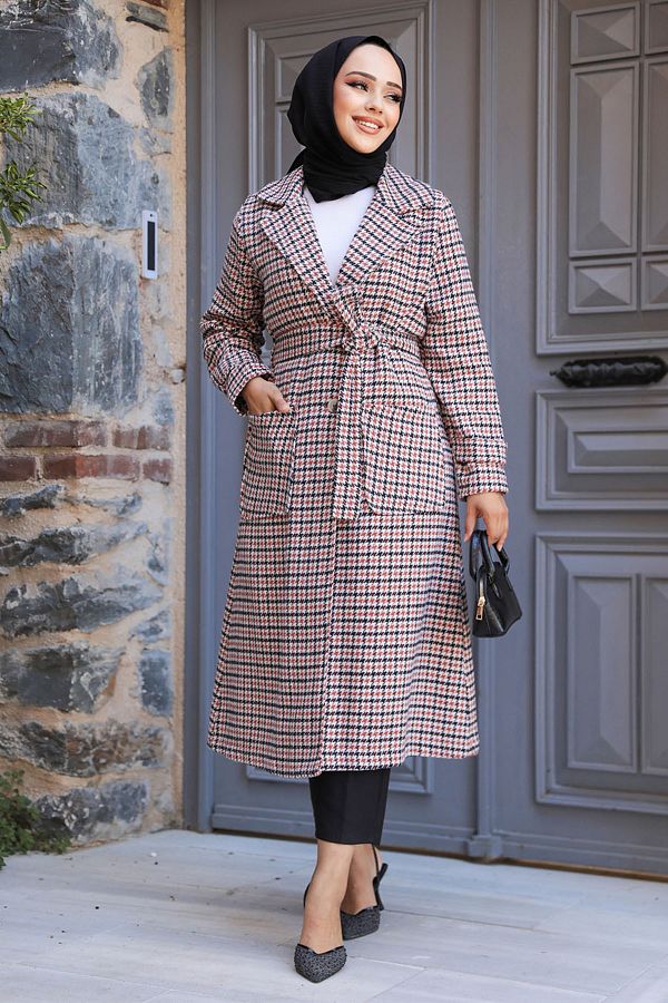Neva Style-Houndstooth Patterned Tile Stamp Hijab Cap 5956Krmt 1