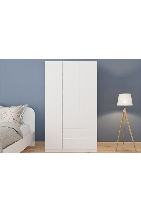 Vivense BİEN GARDIROP, BEYAZ, 3 KAPAKLI 2 ÇEKMECELİ