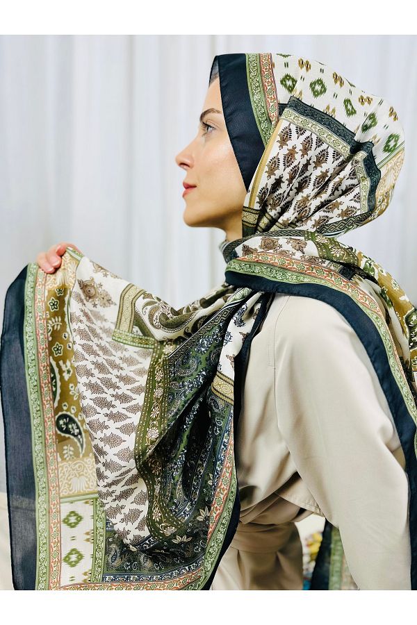 kubbe-Premium Square Retro Pattern Soft Cotton Shawl - Capture a Peaceful and Stylish Style with Ethnic Pattern 1