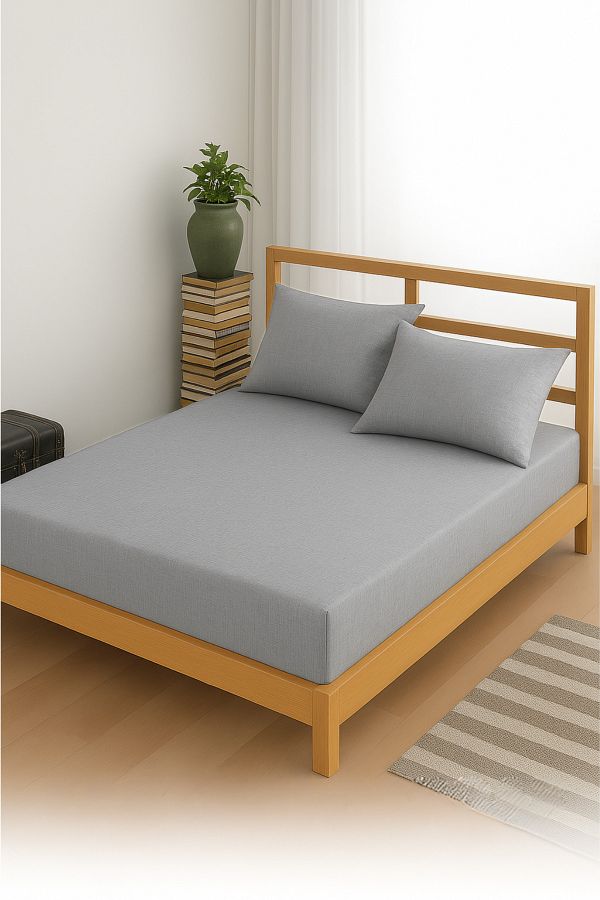 Formeya-Adelya Grey Spannbettlaken-Set (MIT KISSENBEZUG) für Einzel- oder Doppelbett 1
