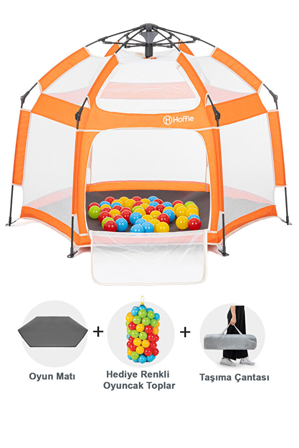 Hoffie Foldy Plus Tam Otomatik Katlanabilir Bebek Ve Çocuk Oyun Parkı-alüminyum-kolay Kurulum,mat Ve Toplar