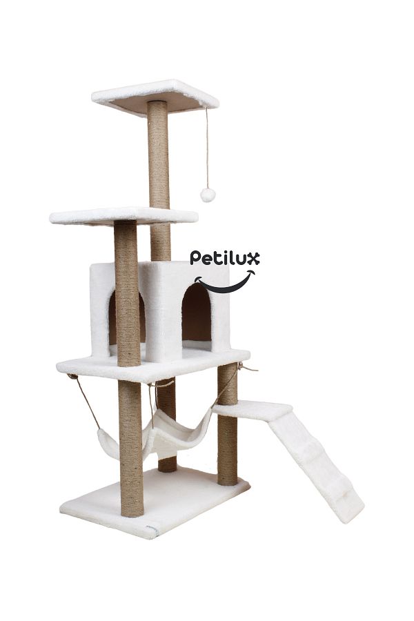 Petilux-B-07 Luxury Cat Scratching Playhouse with Hammock and Nest 1