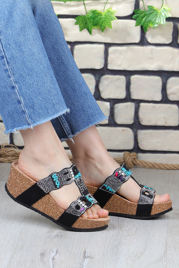 Vojo-Άνετες γυναικείες παντόφλες Gj Giorgia Wedge Heel Stone με λεπτομέρειες 1