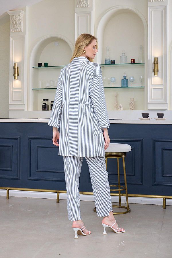 Moodbasic-Stripe Suit with Embroidery Detail-24653 1