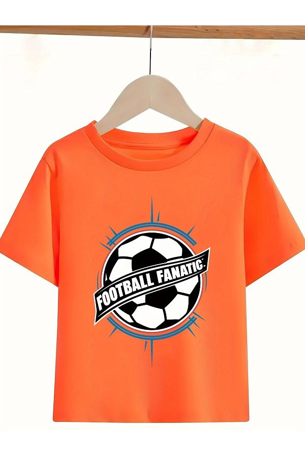 vinraus-Boy's Football Fanatic Printed Combed Cotton T-Shirt 1
