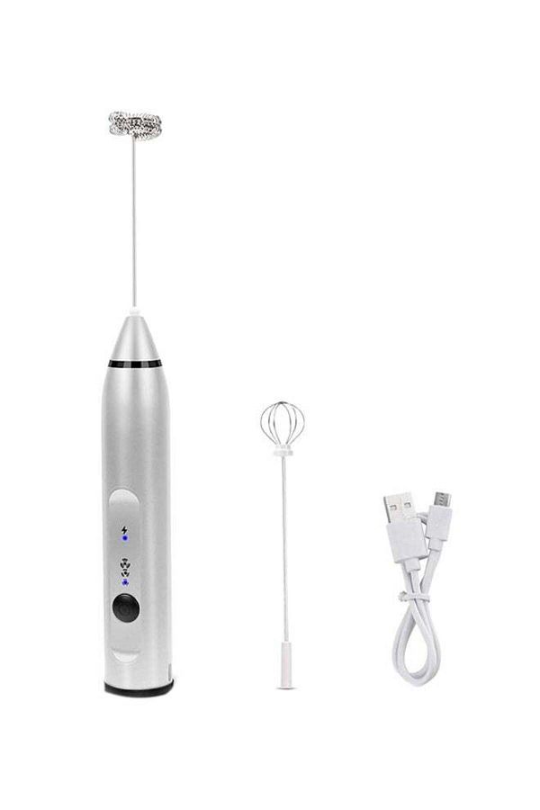 Generic-Rechargeable Handheld Milk Frother Silver 1