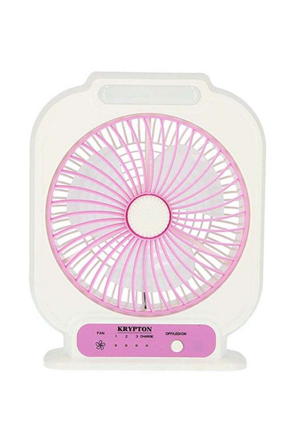 KRYPTON-8'' Rechargeable Mini Table Fan | 3-Speed USB & Solar Desk Fan with LED Light | Portable 1