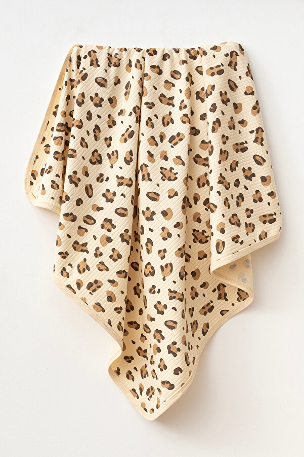 yukobaby bebeğiniz için en doğalı LEOPARLI Naturel Pamuklu 80x90 cm Tek Kat Bebek Battaniye