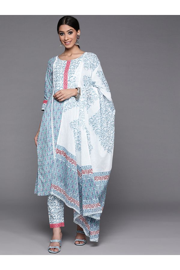 Libas By Styli-طقم كورتا وبنطلون مع دوباتا بطباعة كاملة 1