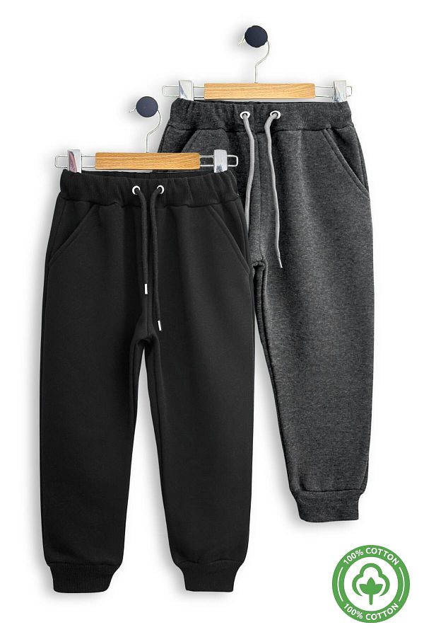 TRİLİYA-6-16 Years Old 2 Pieces of Sweatpants with Fleece Inside, Ribbon, Three Threads, Jogger |   School and Daily Use 1