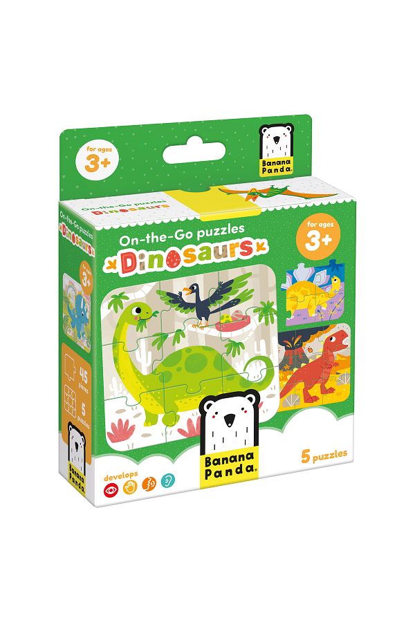 banana-Joc memorie tip puzzle Banana Panda, On the Go Puzzle Dinosauri, 5 puzzle-uri 9 piese 1