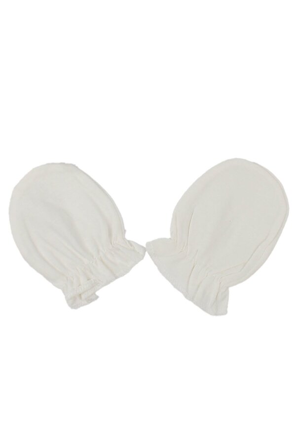 bebegen Düz Ekru Lastikli Pamuklu Eldiven