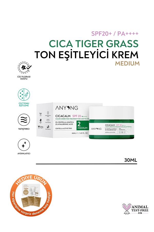 Anyong-Cica Tiger Grass Tone - Equalizing and Anti-Redness, Cream Medium 20 Spf 30 ml 1