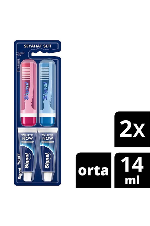Signal-White Now Toothpaste 14 ml + Toothbrush Travel Set 2 Pcs 1