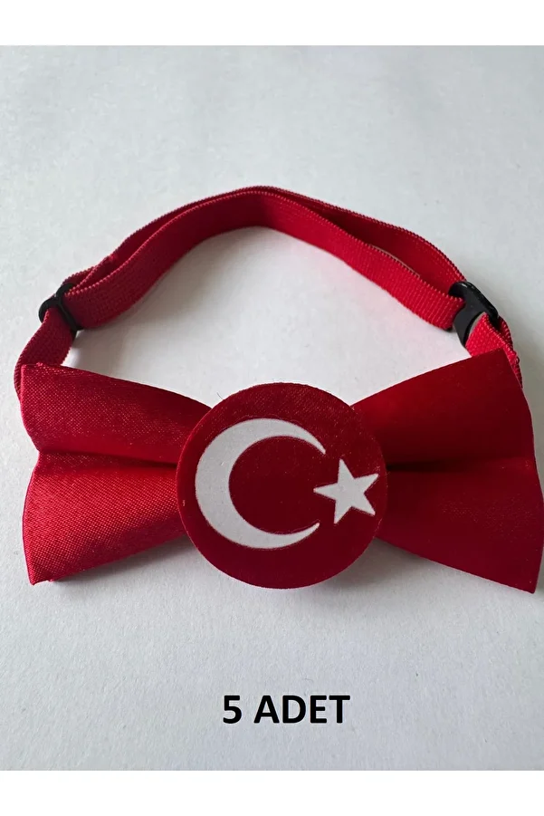 Meriç bebe-Turkish Flag 23 April / 19 May / 29 October Elastic Children's Bow Tie Set of 5 1