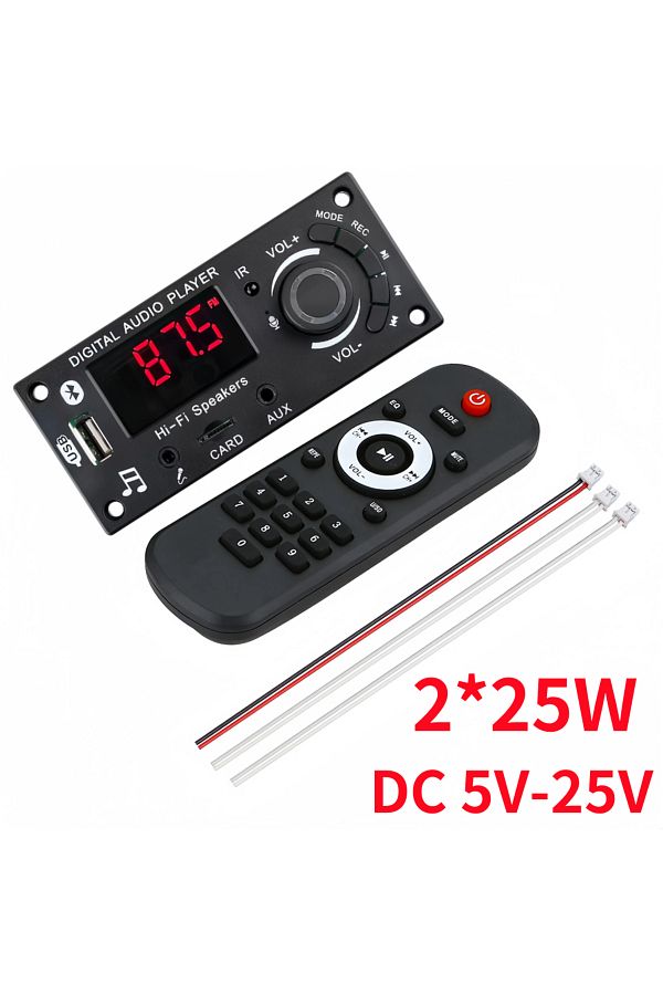 kebidu-Big Remote Control 50W DIY Amplifier Bluetooth 5.0 Decoder Board 12V Microphone FM Radio TF USB AUX 1
