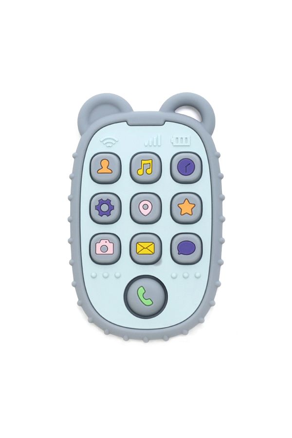 Choice-grey 2024 New Baby Teether mobile phone Shape Silicone Teether Teething Toy Kids Sensory Educational 1