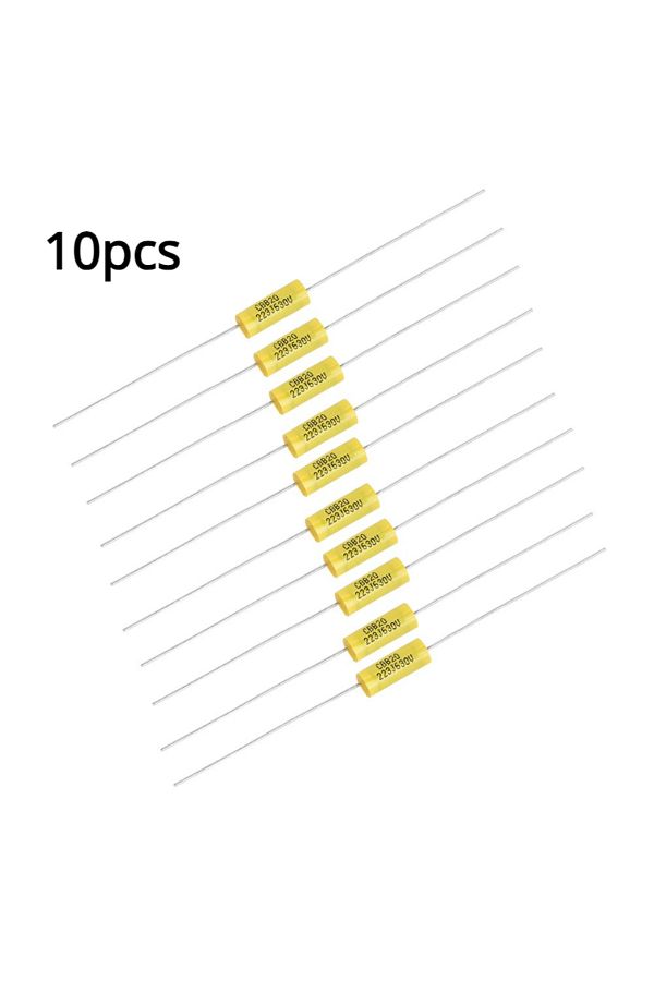 Choice-10pcs Long Yellow Lead Axial Polyester Film Capacitor 0.022uF 630V For Vintage Radio 223J Electri... 1