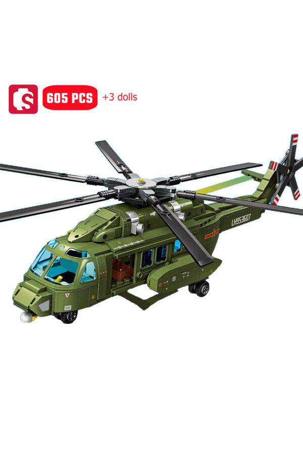 Choice-no box 605pcs SEMBO Military Helicopter Assemblage Building Blocks MOC Armed Aircraft, Fighter Model 1
