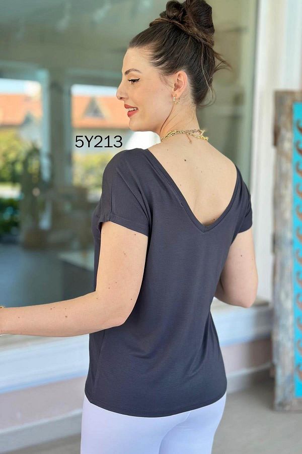 İnce Topuk-Bamboo Tshirt That Can Be Worn with Front and Back 5Y213 1