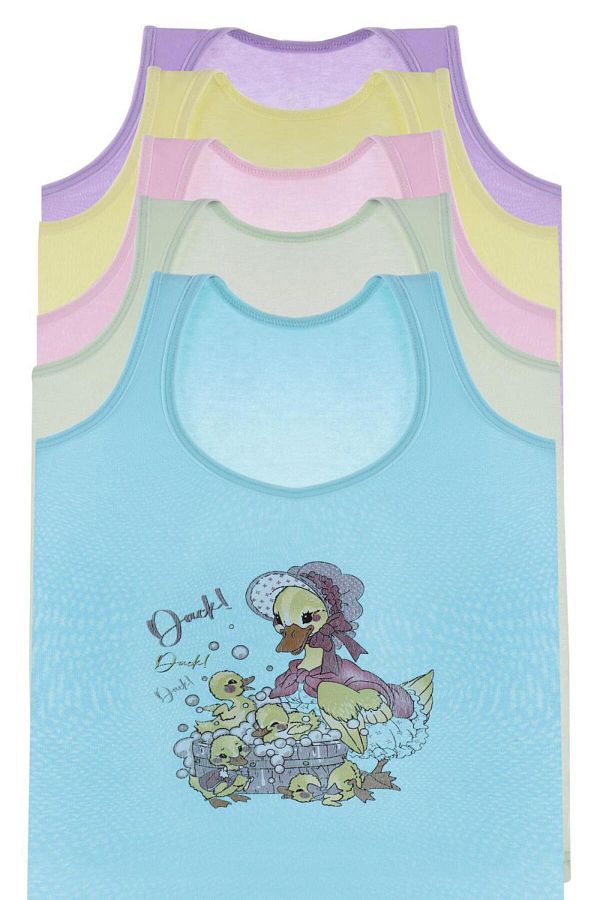 Nicoletta-Mädchen-Unterhemden mit breiten Trägern, bedruckt, 5er-Pack Lycra Mixcolor 1