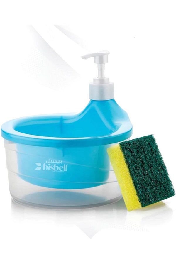 Generic-Bisbell 2-in-1 Dish Soap Dispenser with Scrub Sponge, Blue,BB2070,Compact & Space-Saving Design 1