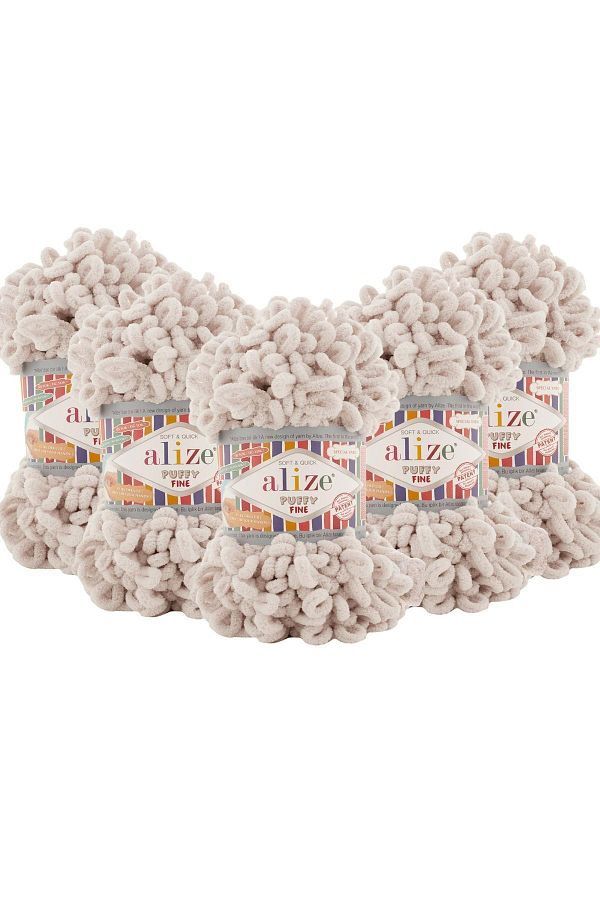 Alize-Fine Hand Knitting Yarn 5 Pack - 599 Bone - 100 Gr. 14.5 Mt. Finger Knitting Yarn 1