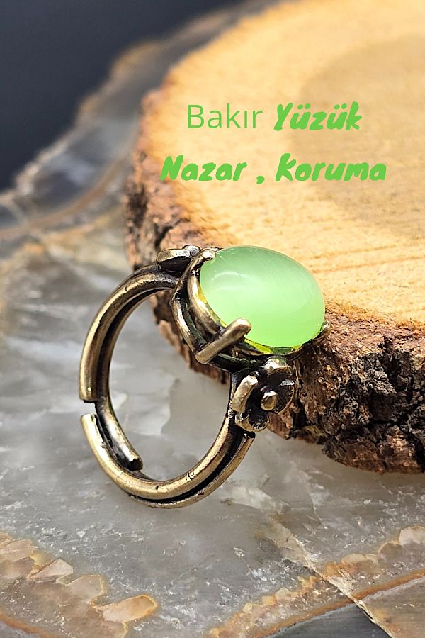 NBS Beautiful Naturel Stones-Women's Copper Green Cat's Eye Stone Ring Adjustable Trend (Gift, Birthday, Daily) 1
