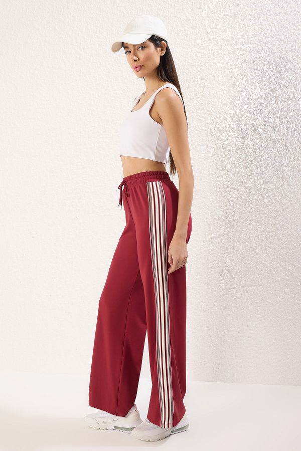 Trendyol Collection-Burgundy Striped Diver / Scuba Sports Sweatpants Thmss25Ea00006 1