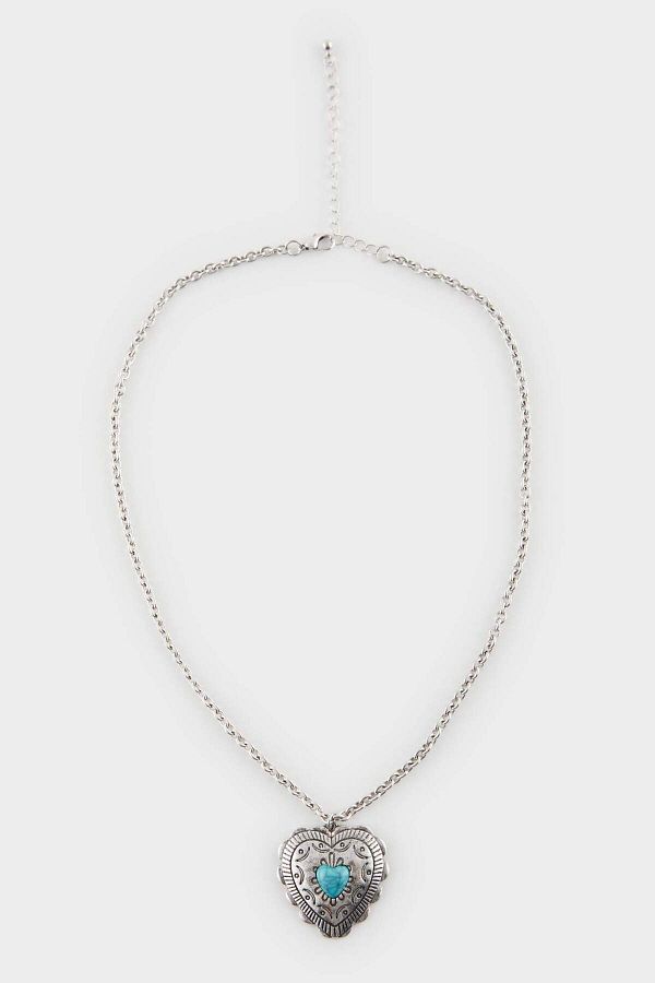 DeFacto-Women's Blue Stone Silver Necklace E4572Axns 1