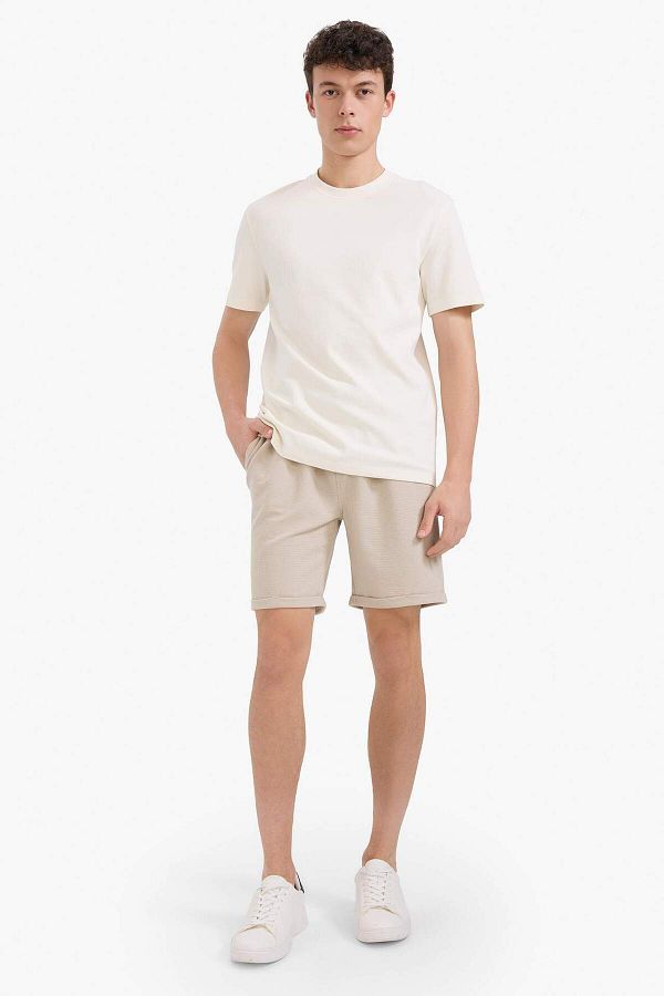 DeFacto-Regular Fit Strukturierte Basic Plain Bermuda Shorts E2606ax25sm 1