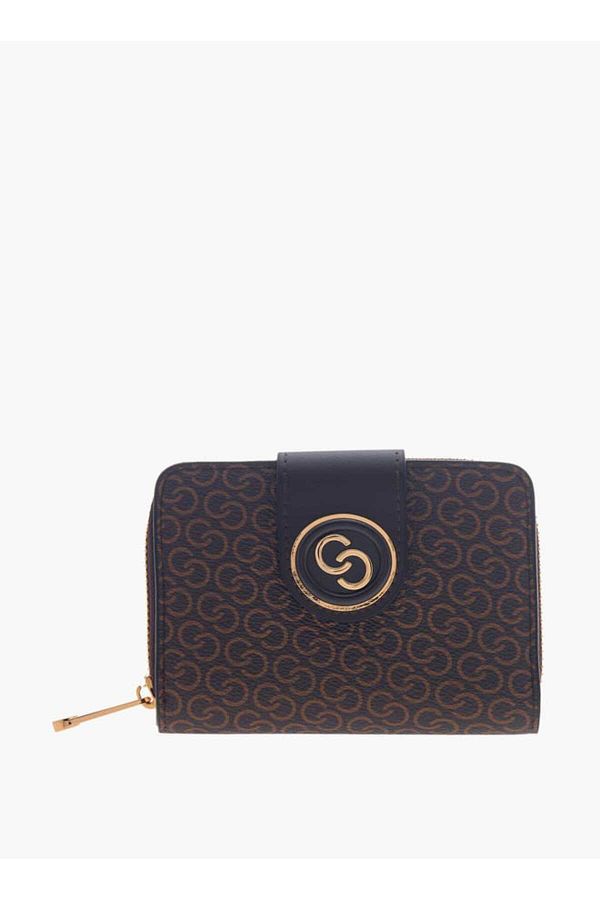 Celeste-Monogram Print Zip Around Wallet with Flap Closure 1