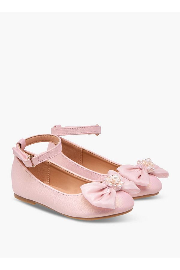 Flora Bella by Shoexpress-Bow Accent Ballerina Shoes with Hook and Loop Closure 1
