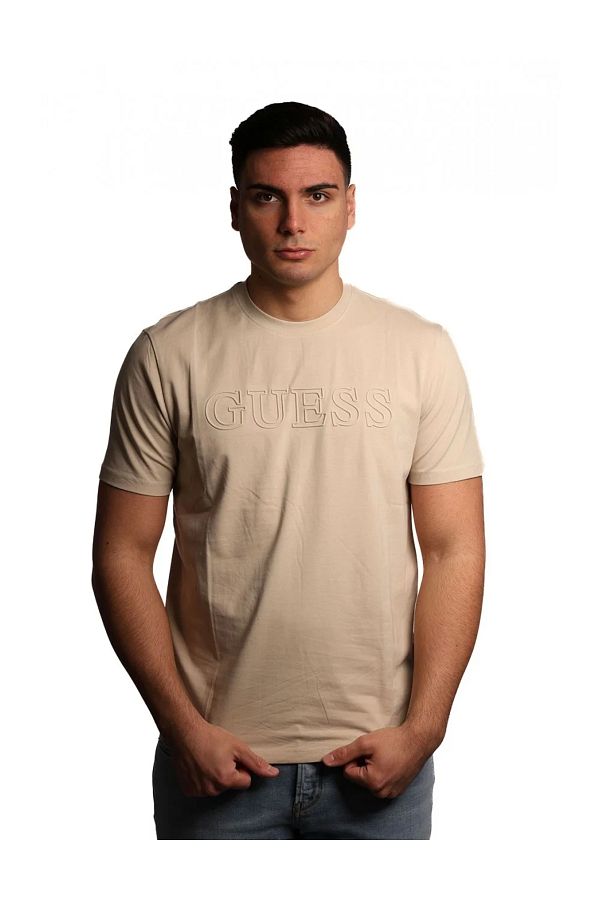 Guess-Ανδρικό μπλουζάκι Ss Alphy Μπεζ Z2yi11j1314-g9d0 1