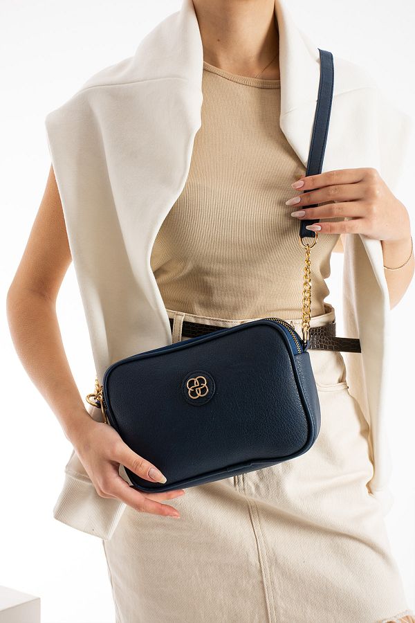 NWR BAGS-Geantă de umăr și crossbody pentru femei, albastru bleumarin, cu 3 compartimente, dimensiune 17x25 1