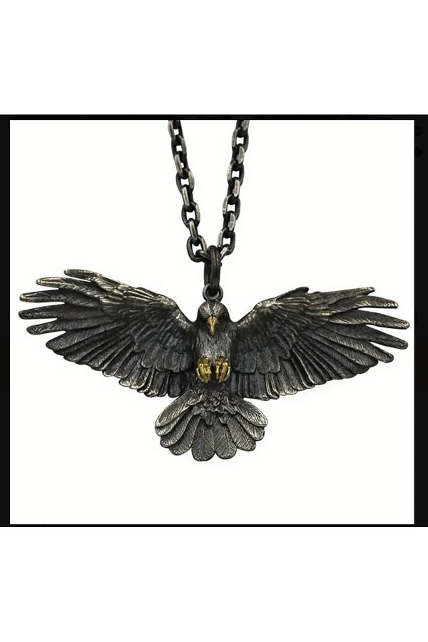 ORGANICYOU-Trendy Creative Vintage Hip Hop Bungee Eagle with Wings Necklace 1