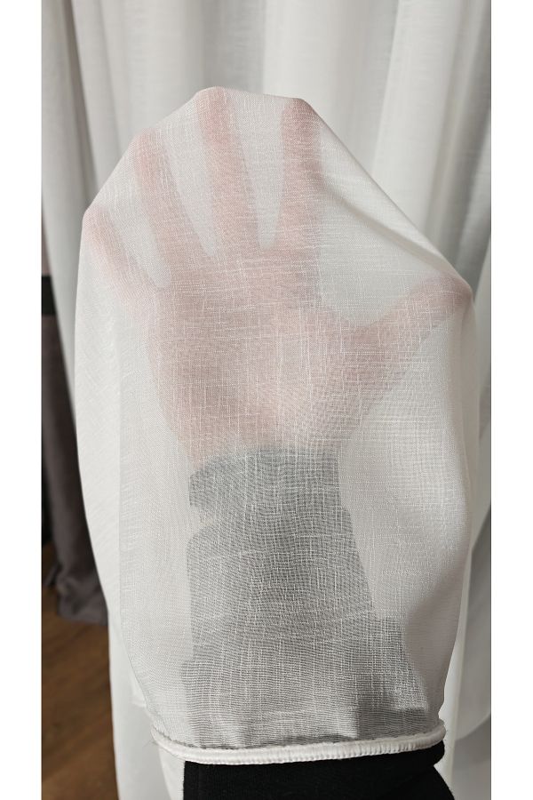 Yuka-Folded Linen Ecru Tulle Curtain, 1/3 Dense Pleat with Grammage - Suitable for Any Room Skirt That Does Not Want to Iron - Leaded 1