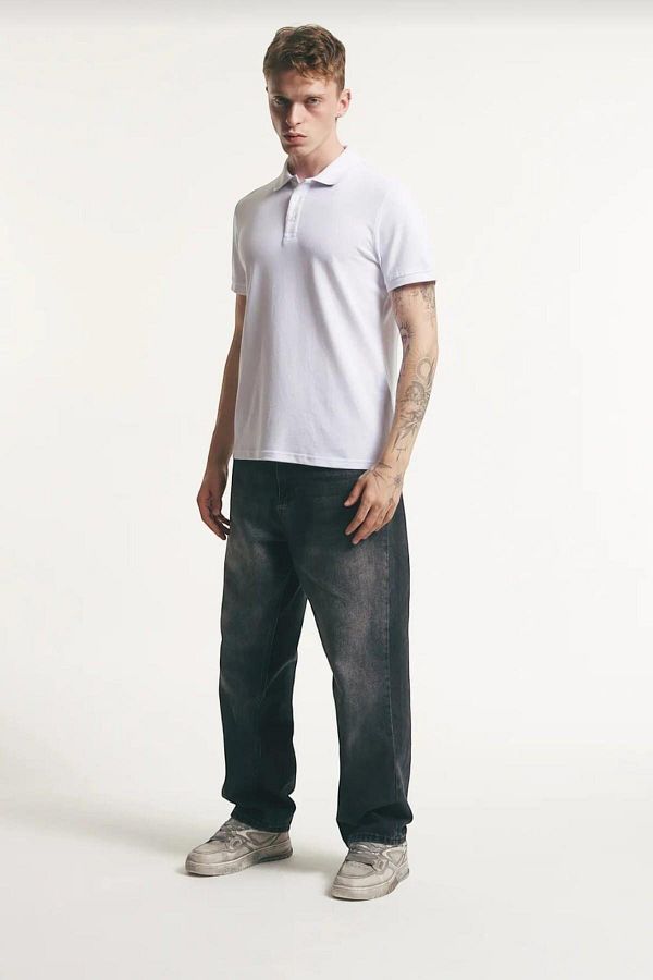 CassidoShoes-White Button Collar Detailed Men's Polo T-Shirt 1