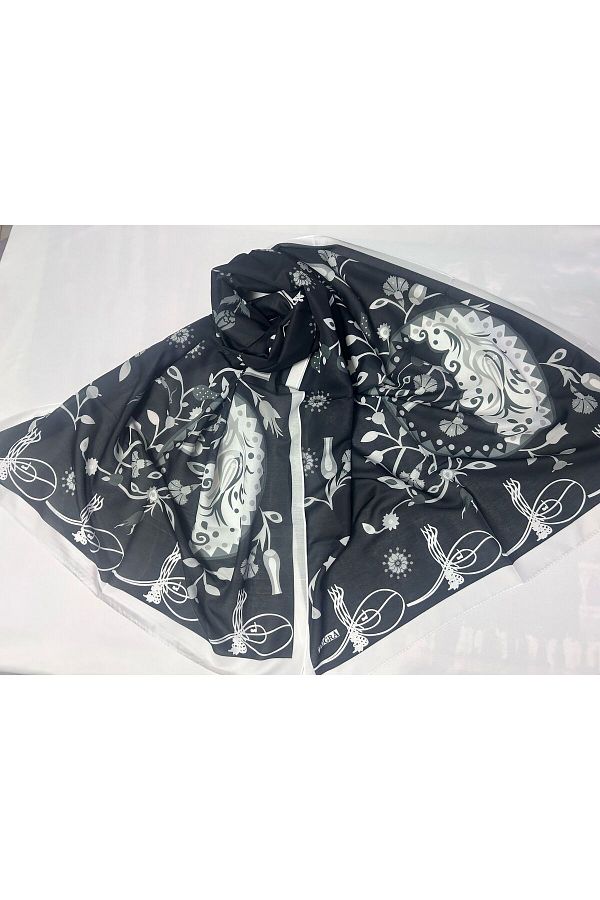ALTUNTAŞ-Women's Cotton Tuğra Patterned Etnic Shawl 1