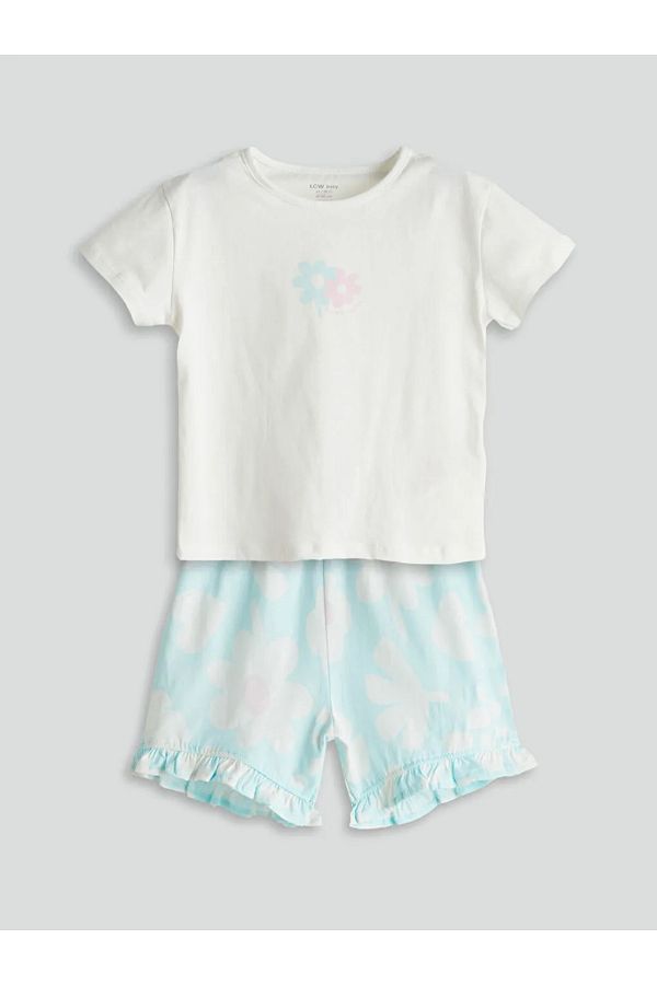 LC Waikiki-Lcw Baby Ecru Floral Baby Girl T-Shirt and Shorts 2-Pack 1