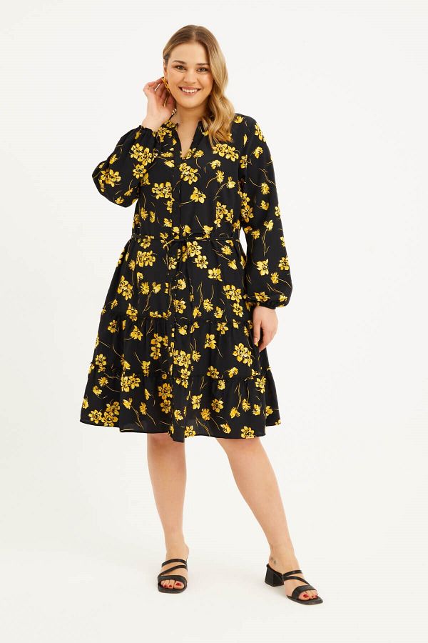 MYLİNE-Rochie cu curea cu volane 1