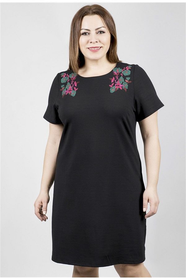 MYLİNE-Short Sleeve Embroidered Punto Dress 1
