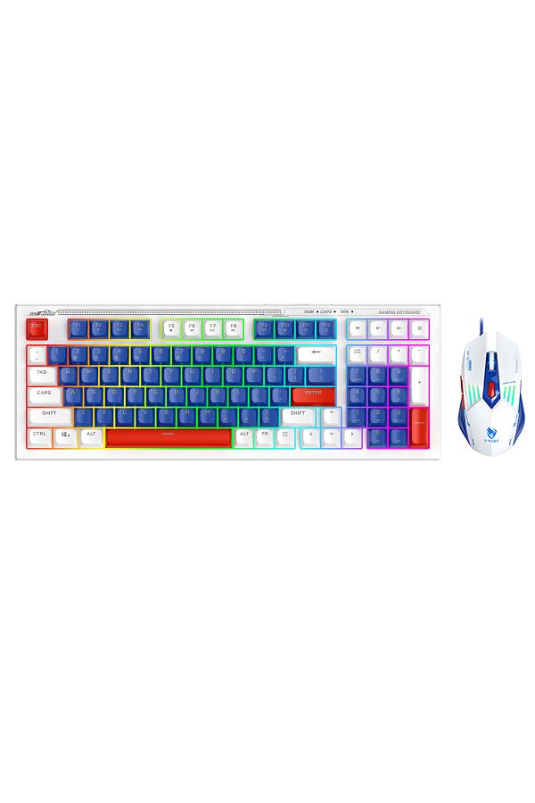 T-WOLF-Gaming Keyboard and Mouse Combo, 98-Key Compact RGB Mechanical Feel Keyboard with Type-C Wired 1