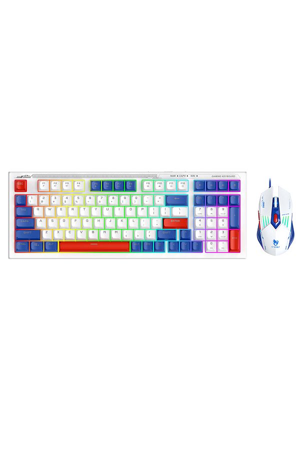 T-WOLF-Gaming Keyboard and Mouse Combo, 98-Key Compact RGB Mechanical Feel Keyboard with Type-C Wired 1