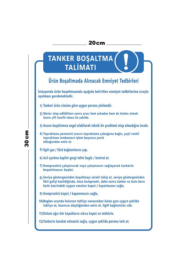 Lucena-Metal Tanker Unloading Instruction 20cm X 30cm A4 Size Warning Sign Directional Sign 1