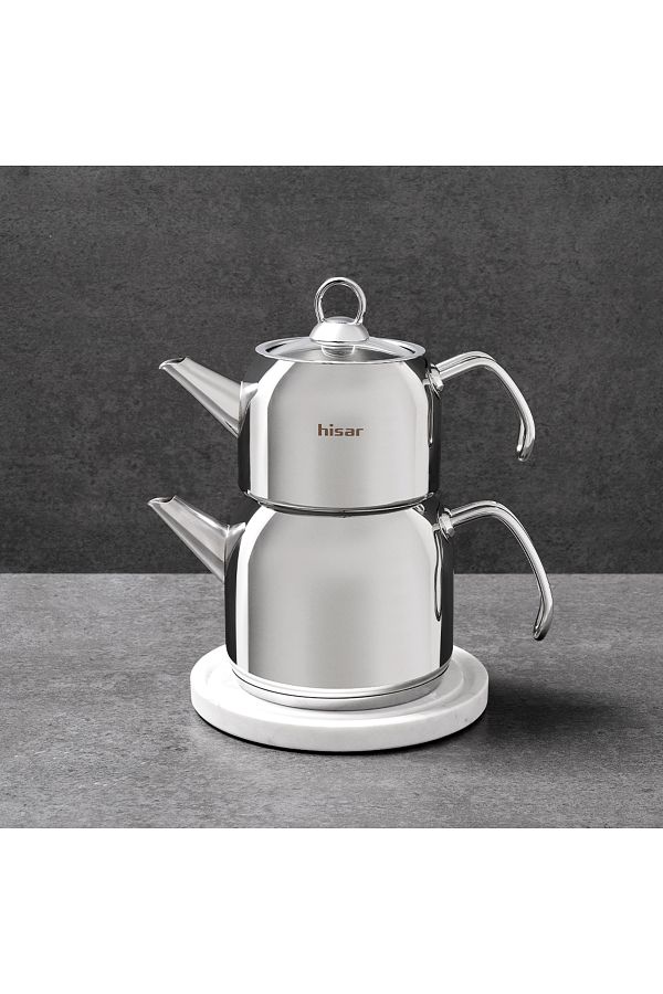 Hisar-Saturn Midi Steel Teapot - Glass Lid 1