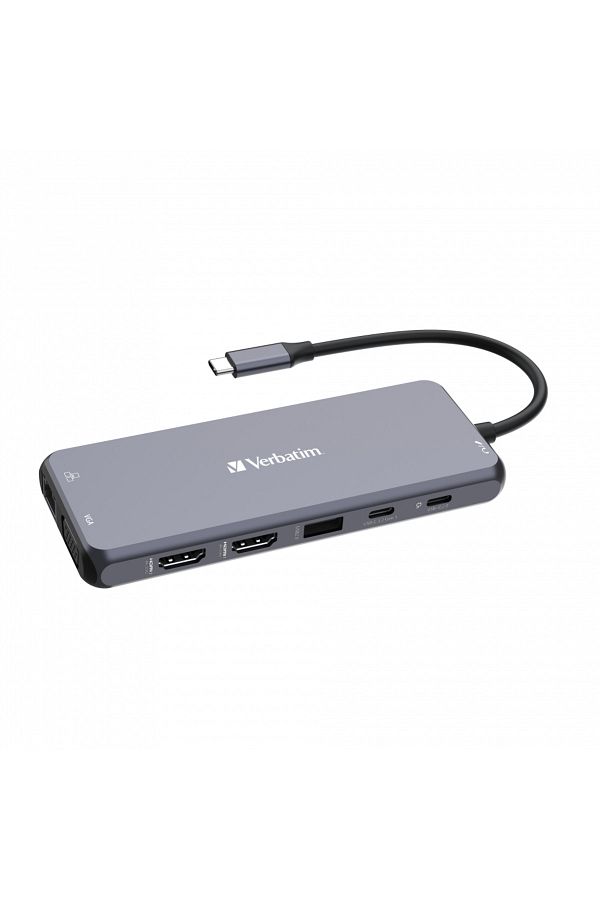 Verbatim-USB-C 14-in-1 Hub: Dual HDMI, VGA, Ethernet, USB-A/C, SD Reader, Audio Jack 1