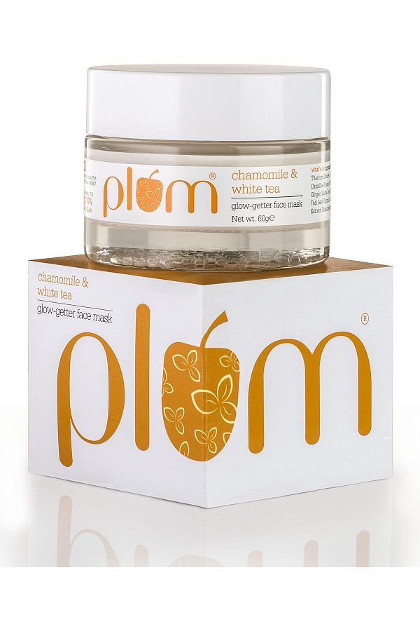 PLUM-Face Mask, Chamomile & White Tea Glow-Getter Face Mask | De-tanning Clay Mask | For Normal, Com 1
