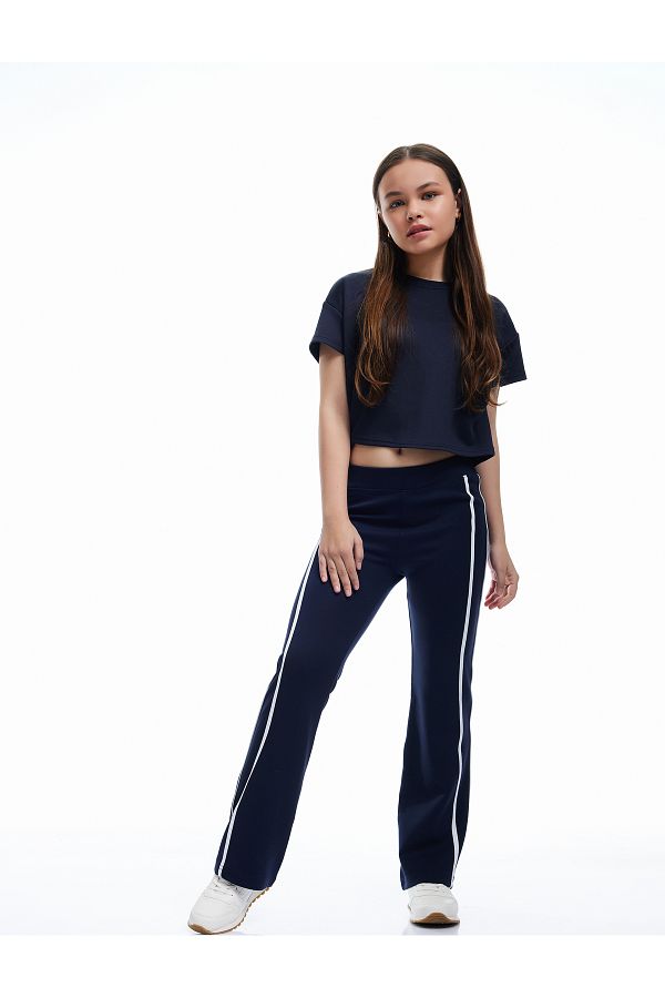 Koton-Elastic Waist Viscose Blended Flared Trousers 1